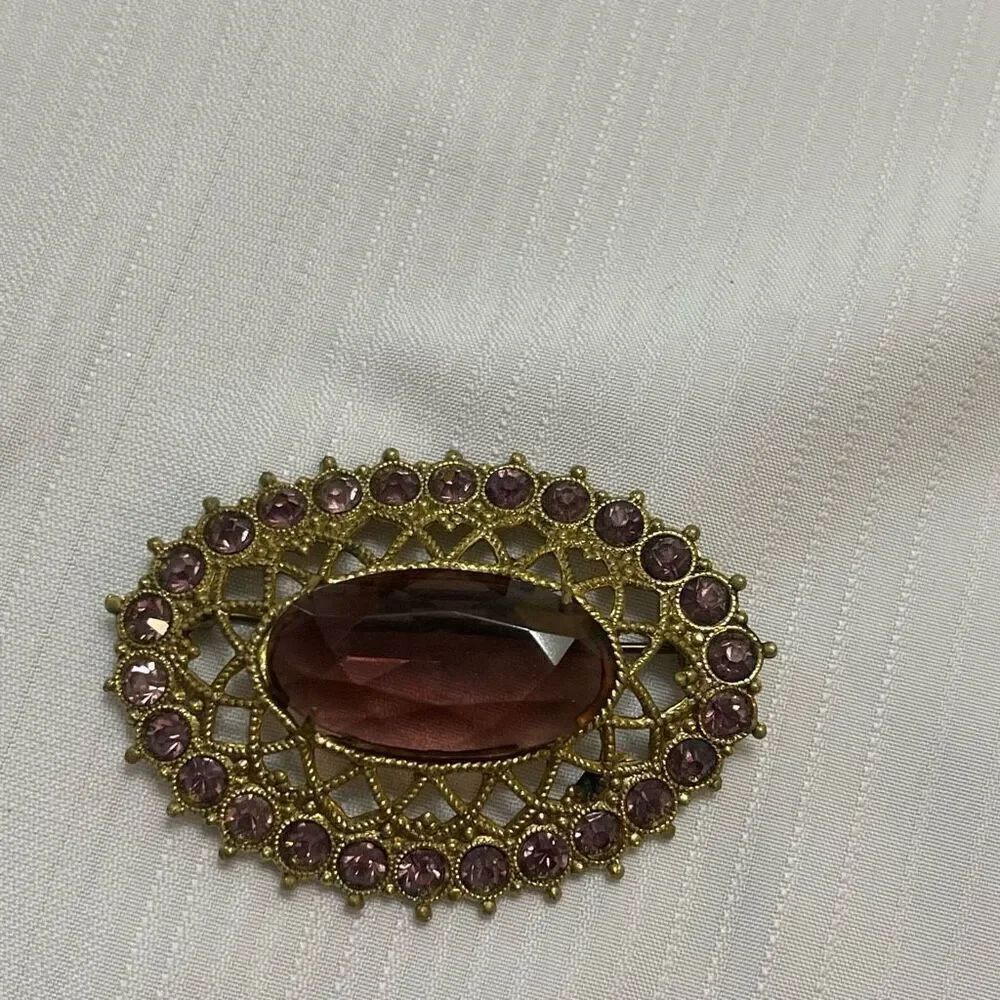 Vintage Brooch Signed Czechoslovakia Bohemian Pin Rare